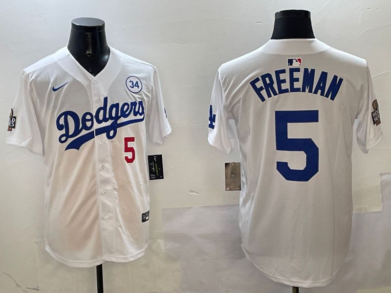 Men Los Angeles Dodgers #5 Freeman White Blue Fashion Game 2025 Nike MLB Jersey style 326->los angeles dodgers->MLB Jersey